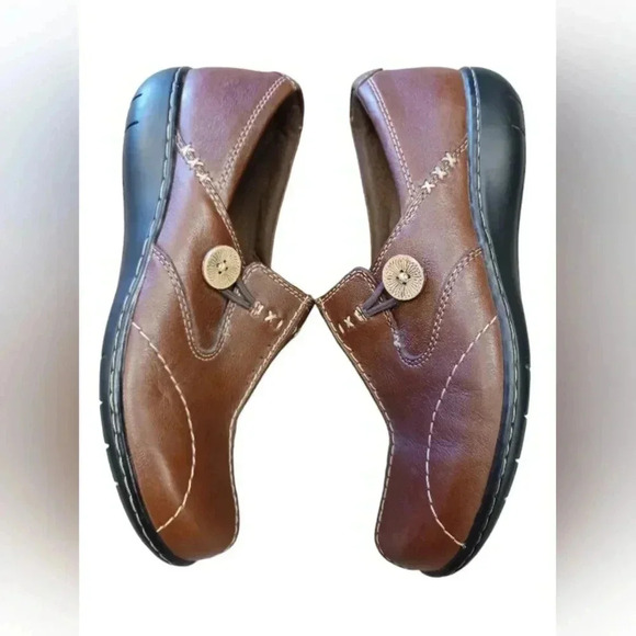 Clarks Bendables Sixty Delta Brown Leather Loafers Size 7W - Picture 4 of 8